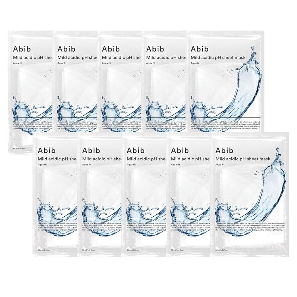 Abib Mild Acidic pH Sheet Mask Aqua Fit 10 Sheets 水库面膜10片