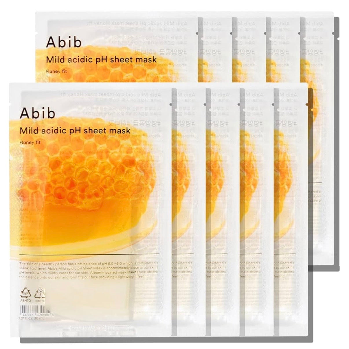 Abib Mild Acidic pH Sheet Mask Honey Fit 10 Sheets 蜂蜜面膜10片